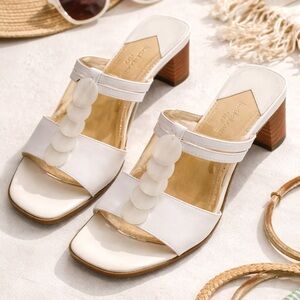 Liz Claiborne Flex “Bonaire” White Heeled Mule Slides | 8M